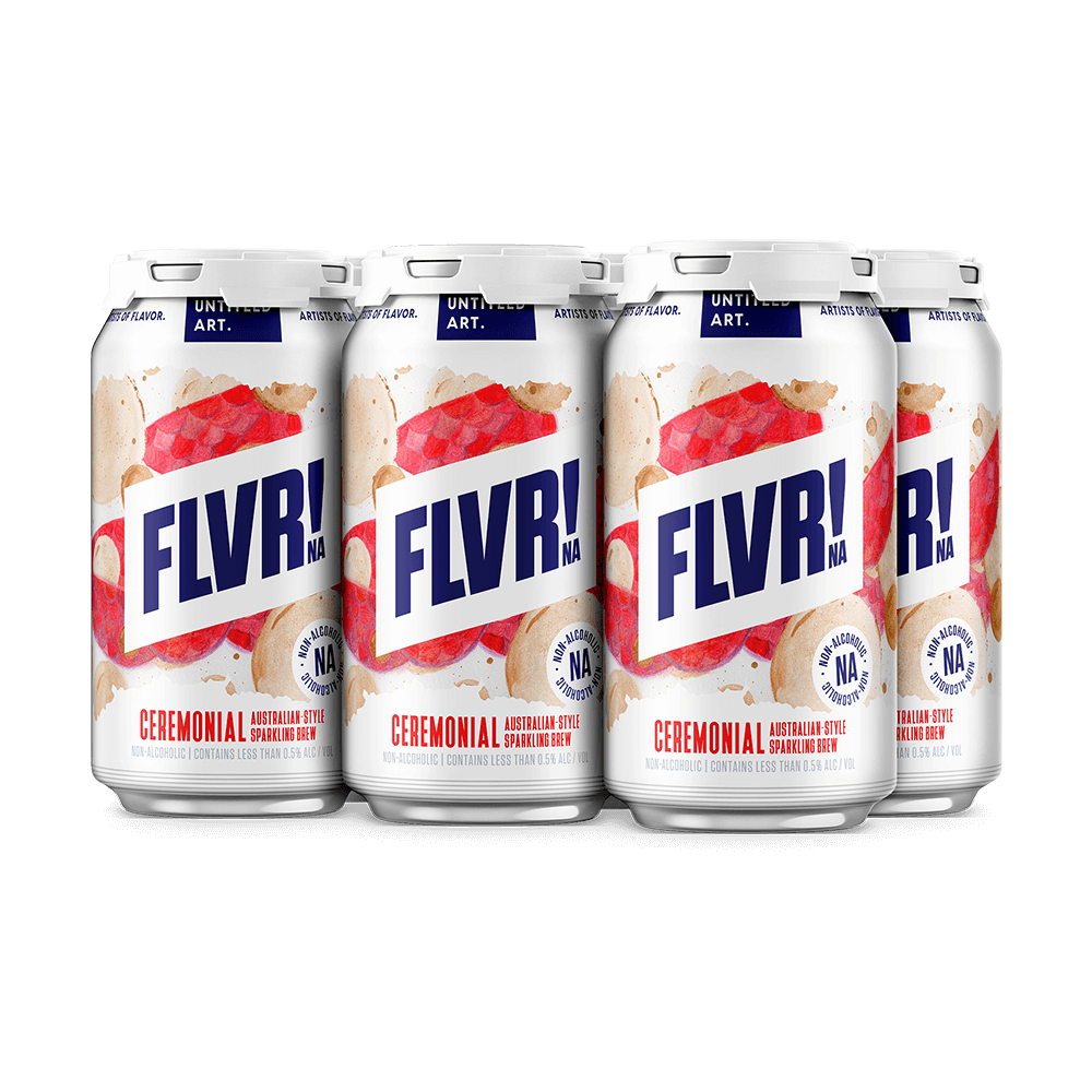 A 6-pack of Untitled Art FLVR! NA Ceremonial Australian-Style Sparkling Brew non-alcoholic beer
